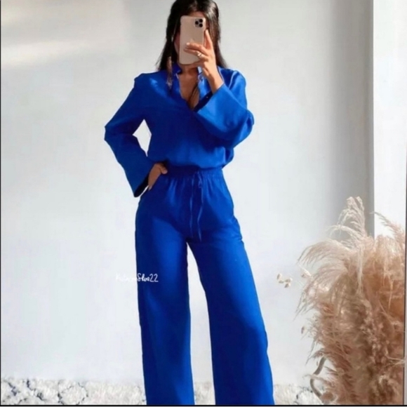 Zara wide flowy pant and blouse - Picture 3 of 11